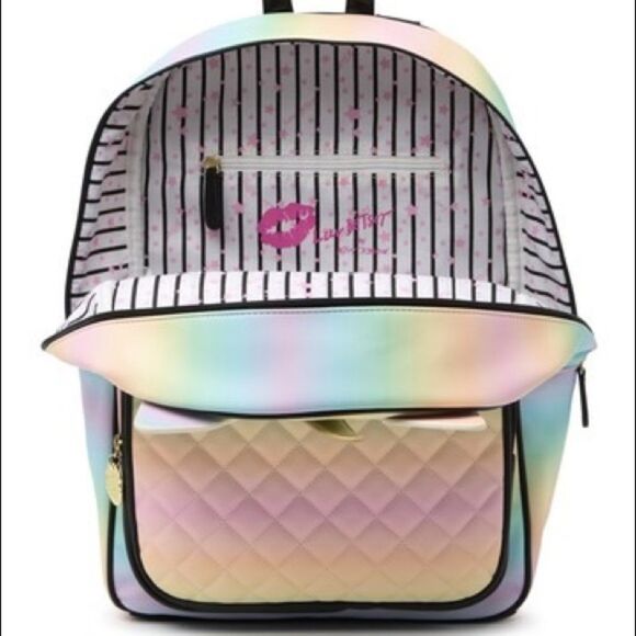 NWT‎ BETSEY JOHNSON OMBRÉ QUILTED BADLEY UNICORN LARGE BACKPACK - Picture 2 of 12